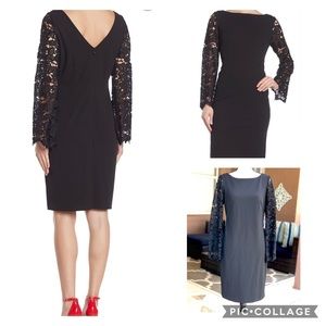 NWT Marina black lace long sleeve dress
